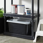 Life Story 12 Pack Heavy Duty Stackable Storage Bin, 55 Quart Home Organizer, Versatile Lightweight Locking Bins with Carrying Handles, Black/Gray