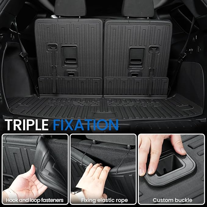 Floor Mats Set for 2016-2026 Dodge Durango (Only for 7 Seats with Bench Seats), All Weather TPE Backrest Mat Trunk Mat Cargo Liner Door Sill Guards Accessories (7 Seats Floor Mats Set)