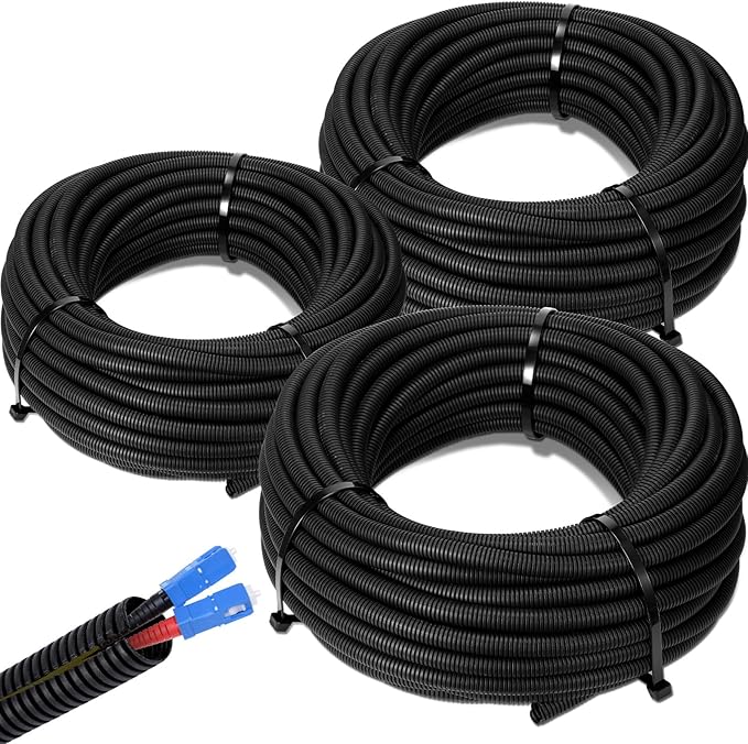 Sasylvia 1/4", 1/2", 3/8" x 150 Ft Split Wire Loom Tubing Automotive Wire Loom Assortment Split Cable Sleeves Bulk Flexible Electrical Conduit Protective Kit