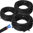 Sasylvia 1/4", 1/2", 3/8" x 100 Ft Split Wire Loom Tubing Automotive Wire Loom Assortment Split Cable Sleeves Bulk Flexible Electrical Conduit Protective Kit