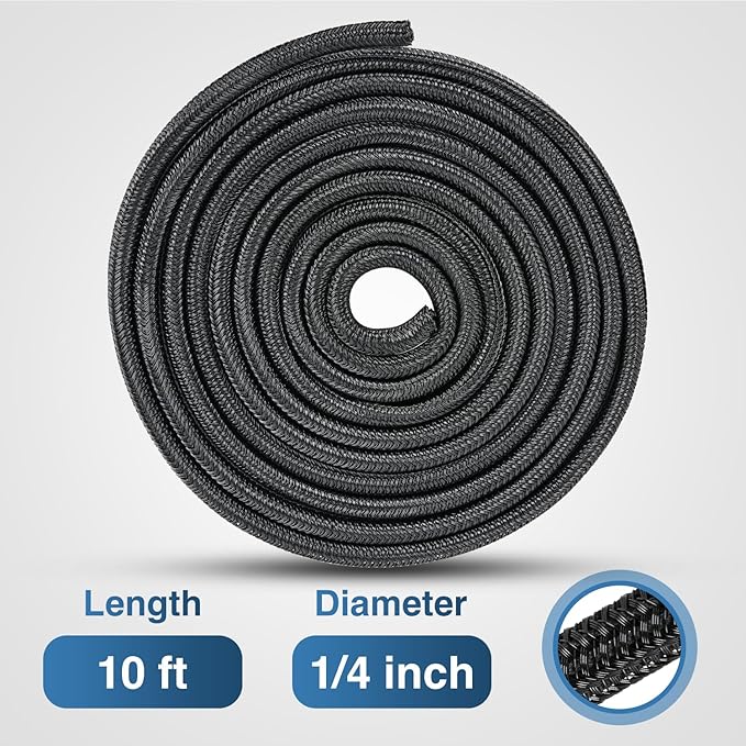 Nilight Cable Sleeve, 10ft-1/4inch Cord Management Sleeves, Braided Sleeving, Split Self Wrapping Wire Loom for Computer Electrical Automotive Harness Protector Organizer, Black