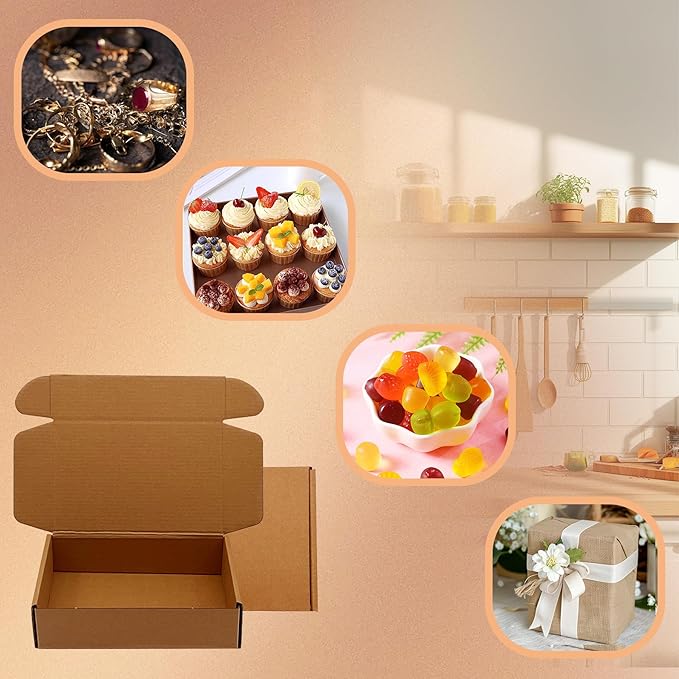 Shipping Boxes 8x5x2 inch 50 Pack,Brown Corrugated Boxes Mailer Packaging for Mailing Small Business，E-Commerce Gift Boxes for Wrapping Present Moving Storage Heavy Duty Recycled Cardboard Boxes