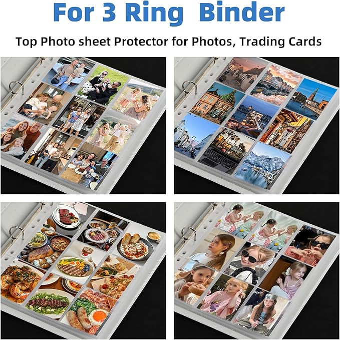 9 Pocket Card Sleeves, Holds 1800 Cards, Trading Card Binder Sleeves, 3 Ring 9 Pocket Pages for Sports Cards, Coupons Cards, 100 Pack, Game