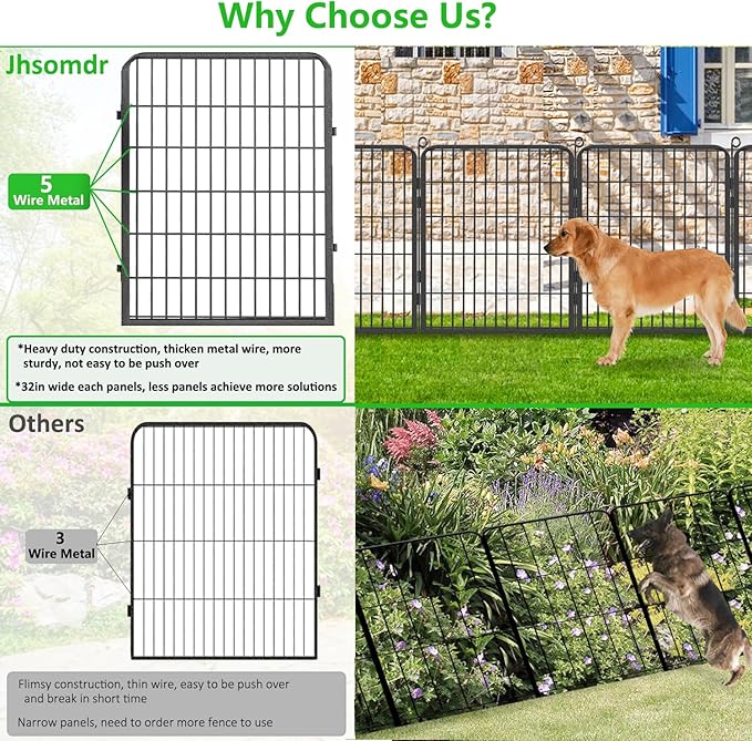 Decorative Metal Garden Fence with Gate Dog Fence Outdoor for Yard, 40in(H) x 37Ft(L) No Dig Fence 14 Panels Fencing for Dogs Animal Barrier Fence Garden Fencing for Yard, Patio, Flower Bed