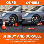 Pyle 18" Traffic Cones 8-Pack, High-Visibility Orange Safety Cones for Parking, Roadwork, Construction and Sports Training, Stackable Design with Heavy-Duty PVC Base, Weather-Resistant