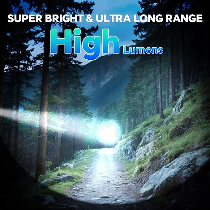 Rechargeable Flashlights 2 Pack, Super Bright Flash Light High Lumens 9900LX, 5 Modes Zoomable Linternas with LCD Digital Display, Powerful Handheld LED Flashlights for Home Emergencies Camping