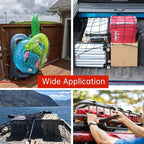 3'x4'Roof Rack Cargo Net， Mesh Bungee Net Stretches to 6'x8' for Rooftop Cargo Basket|12 Metal Carabiners + 12 Hooks Holds Loads Tighter
