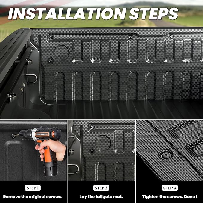 LASFIT Tailgate Mat 2019-2025 2026 for Ram 1500 Standard Tailgate&Power Tailgate-Release(NOT for Classic/Multifunction/Power Tailgate) All Weather TPE Tailgate Protector Liner Replacement Accessories