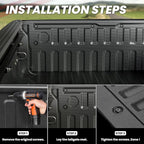 LASFIT Tailgate Mat 2019-2025 2026 for Ram 1500 Standard Tailgate&Power Tailgate-Release(NOT for Classic/Multifunction/Power Tailgate) All Weather TPE Tailgate Protector Liner Replacement Accessories