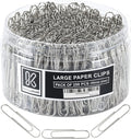 250 Large Paper Clips Smooth, Jumbo Paper Clips for Paperwork Ideal for Home, School and Office Use (Large, Silver)