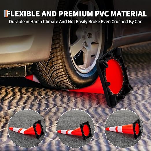 Traffic Cones 28", ExploreHorizon 8 PCS Safety Cones, PVC Orange Safety Road Parking Cones with 2 Reflective Collars,Hazard Construction Cones for Home Traffic Parking