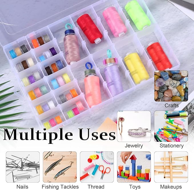 Dimeho 6 Pack Bead Organizer Box Plastic Clear Storage Containers 36 Grids Small Parts Organizer with Adjustable Dividers for Jewelry Craft Fishing Tackle Parts Storage Art DIY