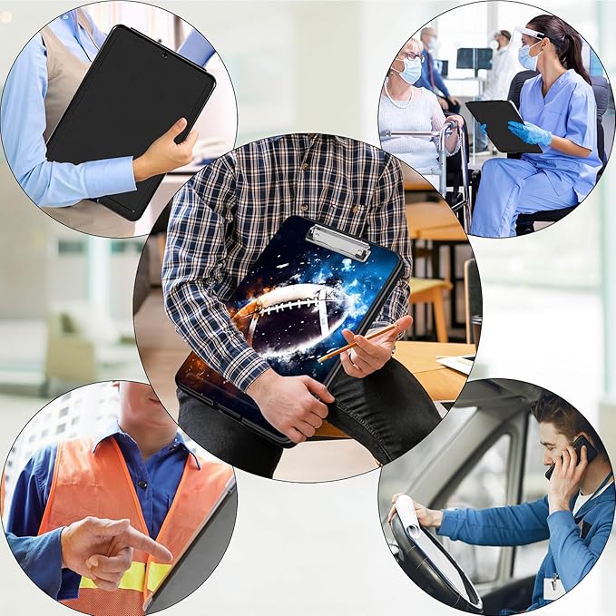 Clipboard with Storage,Office Supplies Nursing Clipboards Folder with Pen Holder Plastic Foldable Clip Board with Storage for Nurse Teacher,Rugby Fire