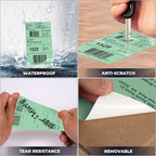 Green Thermal Labels 3 × 5 Inch Vinyl Self-Adhesive Fanfold Direct Shipping Stickers Waterproof Perforated Printer Decal for Office Warehouse Barcode 300 PCS