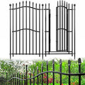 8 Panels No Dig Decorative Garden Fence with Gate - 40in H x 18ft L, Tall Heavy-Duty Square Tube Animal Barrier, Rustproof Dog Fence for Outdoor Yard & Patio Protection