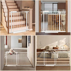 Baby Gate for Stairs No Drill 43.31-48.03 Inch,Pressure Mounted Metal Child Safety Dog Gates for Doorways,Walk Through Pet Gate Indoor Auto Close,White
