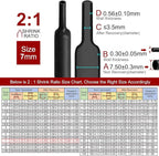 Chanzon 2:1 Ratio 9/32" (7mm) Heat Shrink Tubing 8Ft Roll (2.5M Total Length) Black Polyolefin Sleeving Wrap Shrinking 2 to 1 1pcs