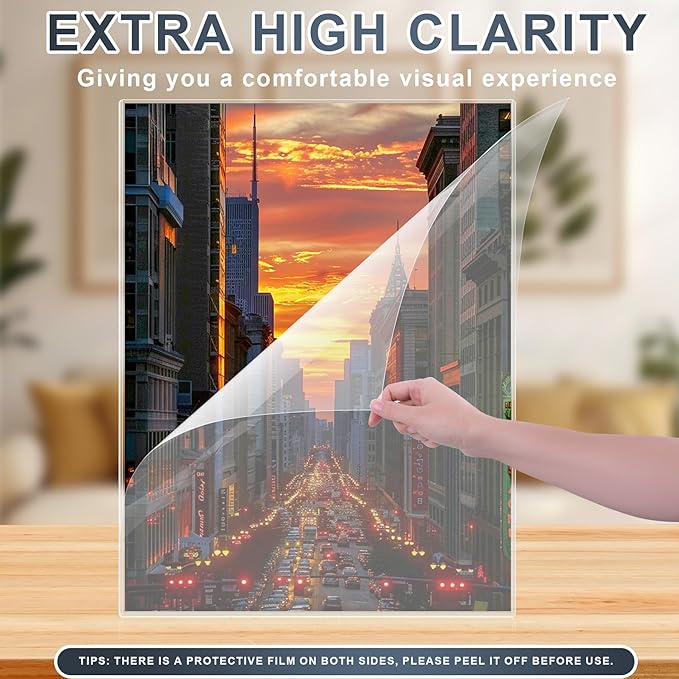 AKONEGE 5 Pcs 18" x 24" Rigid Print Protectors Clear Hard Sheet Protectors Heavy Duty Top Loading Crystal Poster Sleeves Picture Frame Hard Plastic Sleeves for Art Prints Photos Documents Blueprint