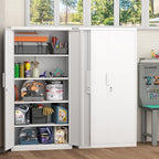 Metal Garage Storage Cabinet,72" Locking Tool Cabinet with Doors and 4 Shelves,Tall Metal Cabinets with Garage Storage Systems for Home Office,School,White