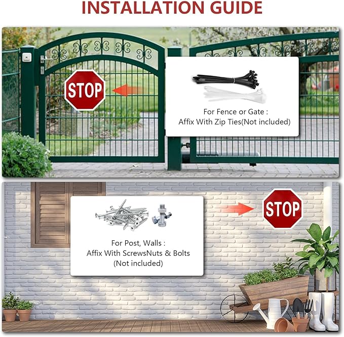3 Pack Large Stop Signs, 30 x 30 Inches Street Road Sign, UV Protected and Weather Resistant, Octagon Rust Free Aluminum Sign, 2 Pre-drilled Holes