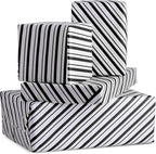 Purple Papers Wrapping Paper - Mini Roll - 18 Inch X 33 Feet - Stripes Design for Birthday, Holiday, Wedding, Baby Shower (Black)