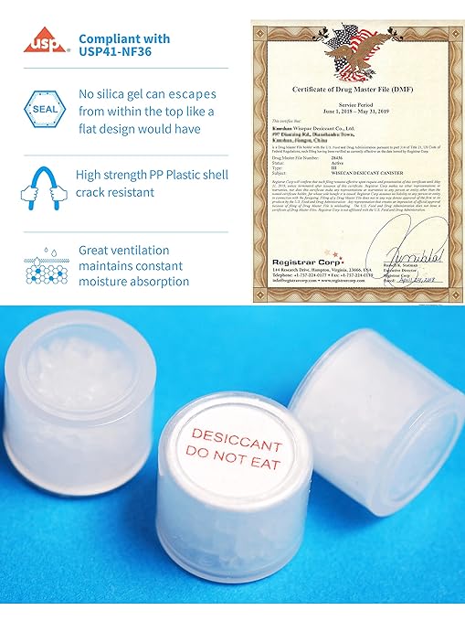 0.5 Gram 800 Pack Silica Gel Canister, Silica Gel Capsules, Silica Gel Packets, Moisture Absorbers for Food Storage, Food Grade Desiccant Dehumidifiers