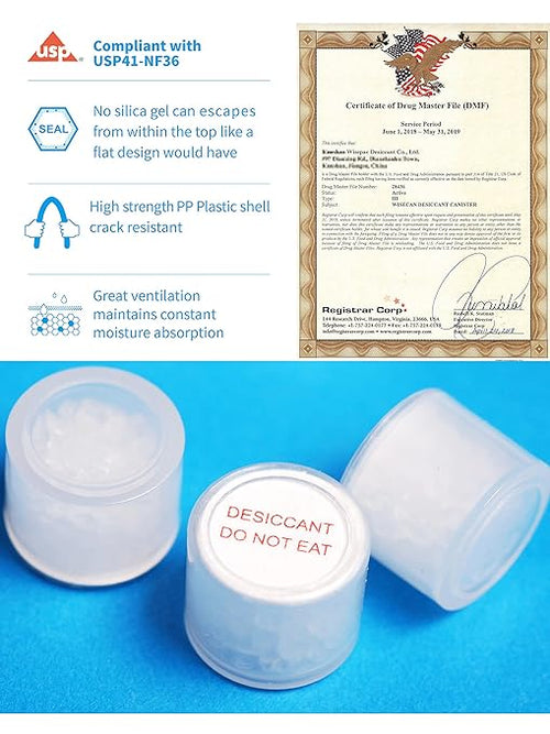 0.5 Gram 800 Pack Silica Gel Canister, Silica Gel Capsules, Silica Gel Packets, Moisture Absorbers for Food Storage, Food Grade Desiccant Dehumidifiers