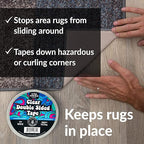 HIPPIE CRAFTER Clear Double-Sided Tape for Crafts, 1 Inch Wide Heavy-Duty Adhesive, Strong Sticky Thin Mounting Tape for Posters, Carpets, and Wall-Safe Use, 3 Rolls, 60ft x 1" Each, 180ft Total