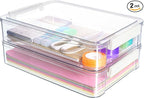 Citylife 2 PCS 6 Qt Plastic Storage Bins with Lids and Latches, Portable Stackable Storage Bins, Clear Plastic File Box for Organizing A4 Paper, Letters, Documents, Art Supplies, and Crafts