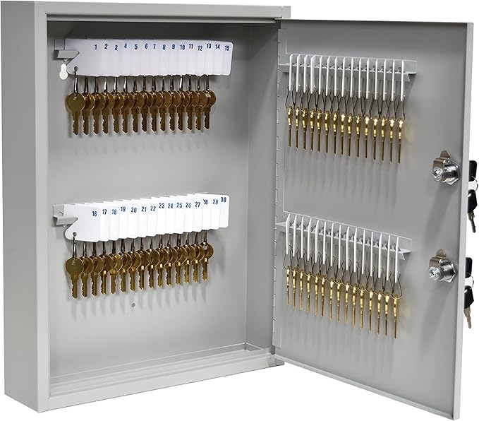 STEELMASTER by BankSupplies 60 Key Cabinet | Dual Lock Control Key Box | Welded 22 Gauge Steel Construction | Scratch Resistant | Write-On Key Tags for Easy Identification