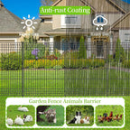 No Dig Fence Outdoor Dog Fences,Total 44" H x 288" W Decorative Metal Garden Fence with Gate,Garden Fence Animal Barrier,Garden Fencing for Yard Rustproof