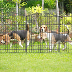 INJOPEXI Decorative Garden Fence 6 Panels 11.8ft (L)×30in (H) Garden Fence No Dig Animal Barrier Fencing with 5 Panels + 1 Gate Rustproof Metal Wire Temporary Dog Fence Border for Patio Outdoor Yard