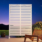Modern Shade Metal Privacy Screen 72" H x 48" W, Freestanding Decorative Outdoor Privacy Fence Panels for Instant Privacy & Space Division, Patio Screens for Patios Outside Outdoor, White