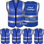 BeautyWill Custom Safety Vest Customized Logo Class 2 High Visibility Reflective Vest with Pockets Construction workwear