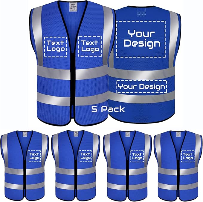 BeautyWill Custom Safety Vest Customized Logo Class 2 High Visibility Reflective Vest with Pockets Construction workwear
