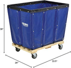 Global Industrial 12 Bushel, Blue Vinyl Basket Bulk Truck, Unassembled, 36" L x 26" W x 33-1/2"H, Rolling Laundry Cart, Commercial Material Handling Cart with 4" Casters