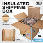 Insulated Thermal Shipping Boxes 12"x12"x12", Pack of 6 - USA-Made Cold Food Shipping Box 3.6-Gallon Capacity with Thermal Paper Liners, Absorb Condensation – Ideal for Frozen Food by IDL Packaging