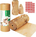 Honeycomb Packing Paper Wrap 15"x400' Sustainable Alternative to Bubble Cushioning Wrap Biodegradable & Fully Recylable for Moving/Shipping/Packing Roll with 20 Fragile Stickers
