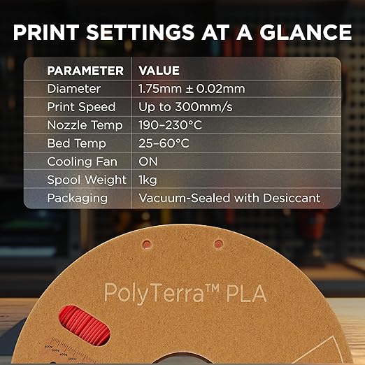 Polymaker Matte PLA Filament Lava Red 1.75mm 1kg 3D Printing Filament, PolyTerra 3D Printer PLA Filament