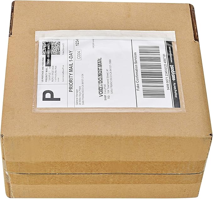 SJPACK 1000 7.5" x 5.5" Clear Adhesive Top Loading Packing List/Label Envelopes Pouches