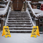 Macarrie 2 Pieces 24.5 x 12.6 Inch 'Caution - Icy Surface' 2 Sided Folding Floor Sign with Symbol Caution Icy Surface Folding Floor Sign for Any Facility Building Warehouse Loading Docks