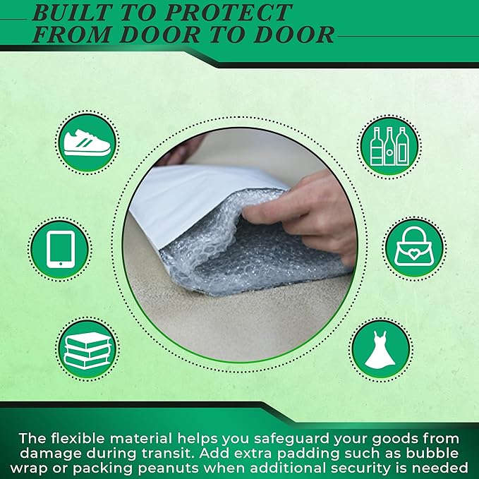 100 Pack Secure Seal White Poly Mailers - Safe Shipping With 32x32 Bags - E-Commerce Self Sealing 2 Mil Poly Envelopes for Shipping