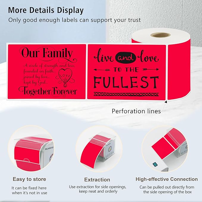 3x5 Inch Thermal Label Stickers,300Pcs Waterproof Rectangle Labels for Storage Bins,Moving Boxes,Address & Inventory Organization,Small Business Labeling,Red