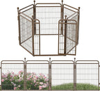 32 in(H) Decorative Garden Fence Outdoor for Yard with Gates,Heavy Duty Iron 6 Panels Total 13ft(L) Anti Dig Fence with Gravity Automatic Lock for Indoor/Outdoor Decorative Dog Fence,Brown