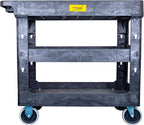 550lb Capacity Heavy Duty Plastic Utility Cart 34-1/2" L x 16-3/4" W with Handle 3 Shelves Pake Handling Tools