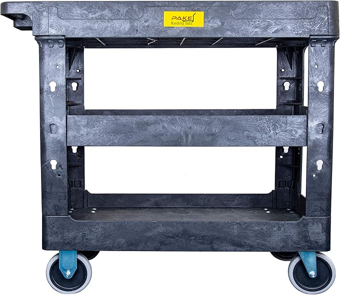 550lb Capacity Heavy Duty Plastic Utility Cart 34-1/2" L x 16-3/4" W with Handle 3 Shelves Pake Handling Tools