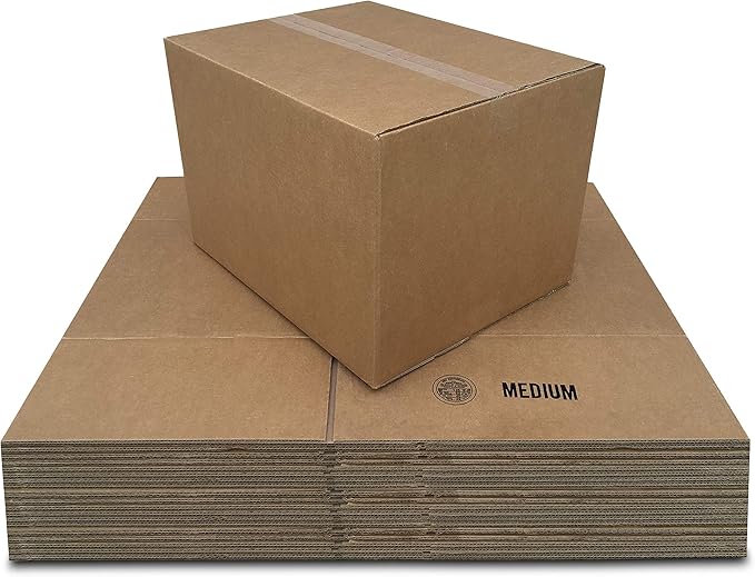 Amazon Basics Cardboard Moving Boxes, 20 Pack, Medium, Brown, 18" x 14" x 12"