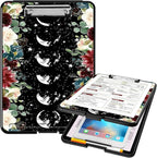 A4 Clipboards,Heavy Duty Waterproof Nursing Plastic Folder Clipboard with Storage Clip Boards,File Folder Storage Box Clipboard Case for Teacher,Doctor,Offices,Moon Wild Floral