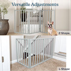 Pet Gate - 3-Panel Indoor Foldable Dog Fence for Stairs, Hallways, or Doorways - 54x24-Inch Retractable Wood Freestanding Dog Gates by PETMAKER (Gray)