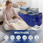 12 Pack Extra Heavy Duty Large Moving Bags with Strong Zipper & Carrying Handles, Sturdy Clothes Storage Bag Totes Bins, Packing Bags Moving Boxes College Moving Supplies, Dark Blue - 33 gal